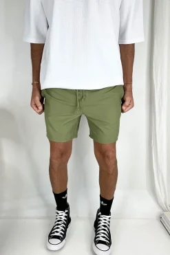 Shorts>Sampson and Taylor Ben Mesh Line Short Khaki - Final Sale