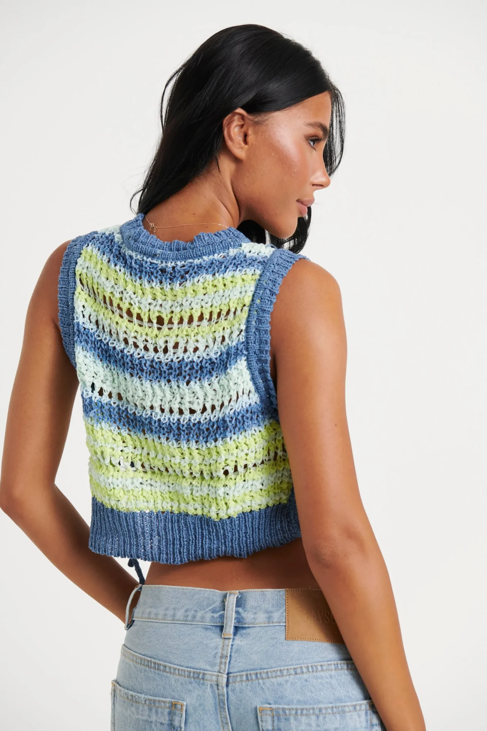 Knitwear>RedBerry Fashion Bianka Crochet Top Green/Blue - Final Sale