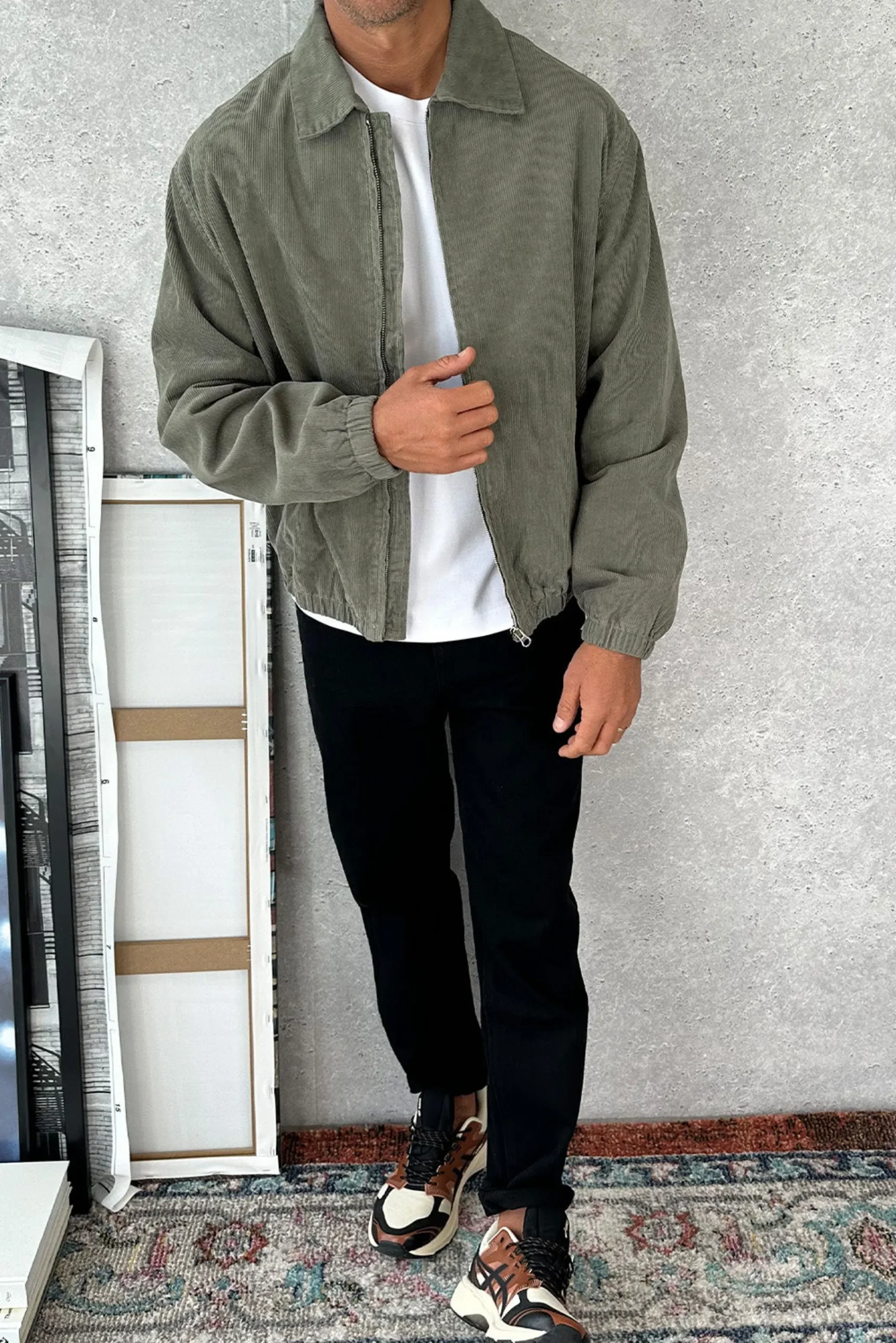 Jackets>Sampson and Taylor Collar Cord Bomber Khaki