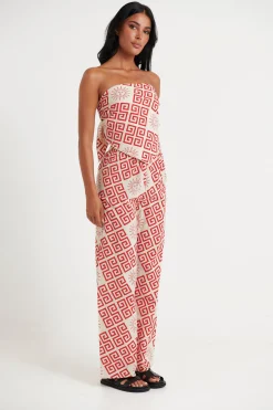 Pants>By Frankie Crimson Set Beige/Red