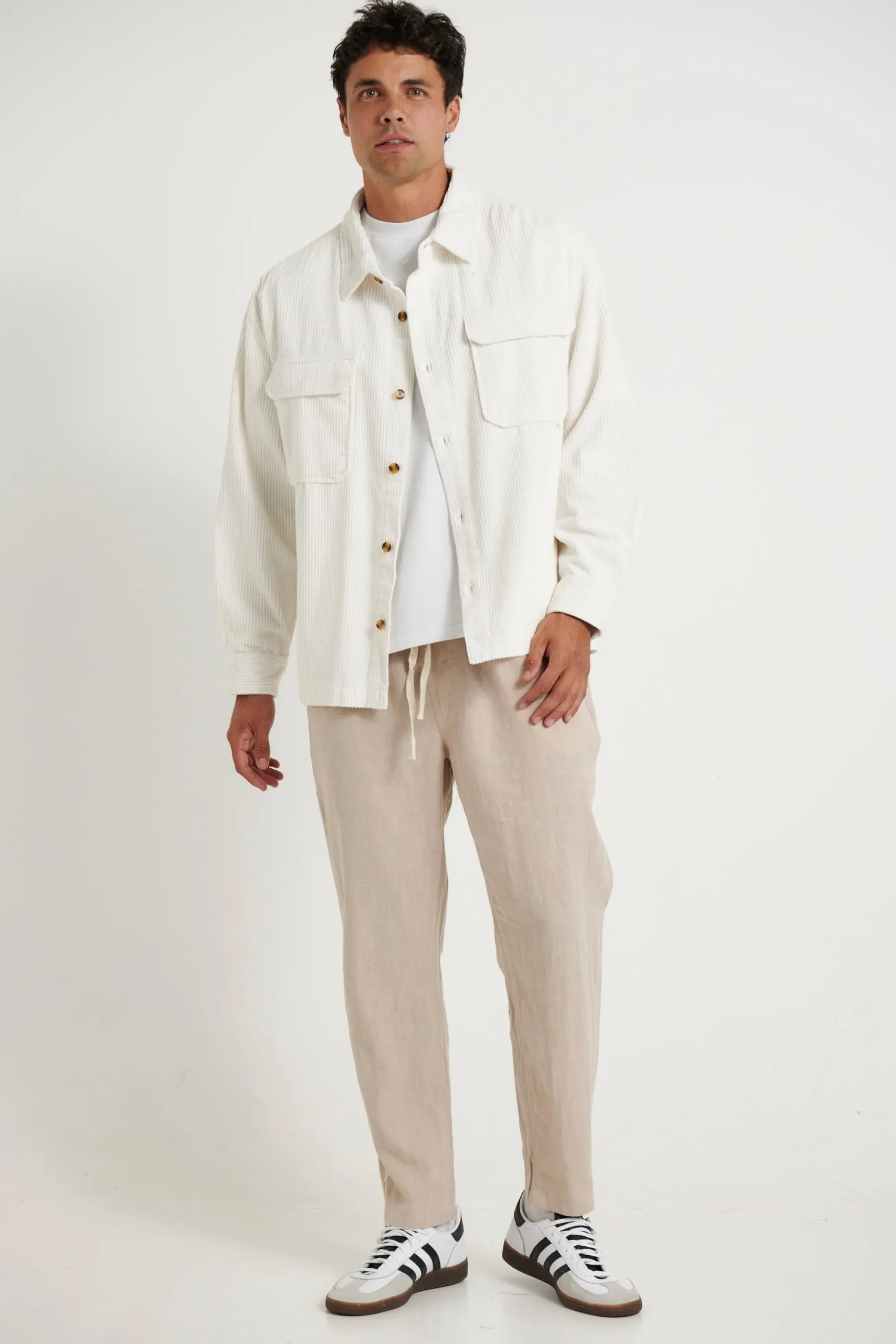 Shirts>Sampson and Taylor Dion Cord Overshirt Ivory