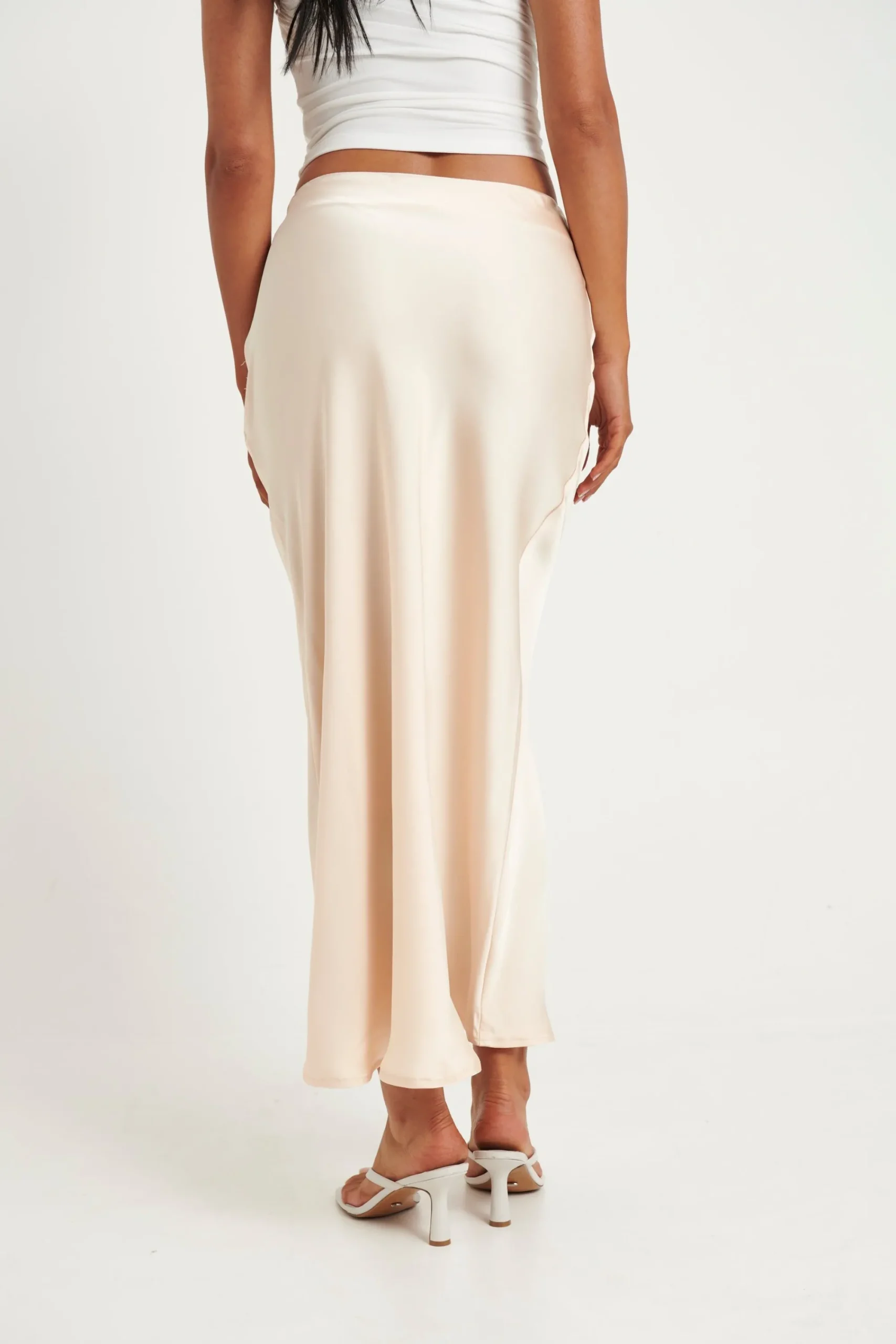 Skirts>Light The Fuze Dove Midi Skirt Champagne