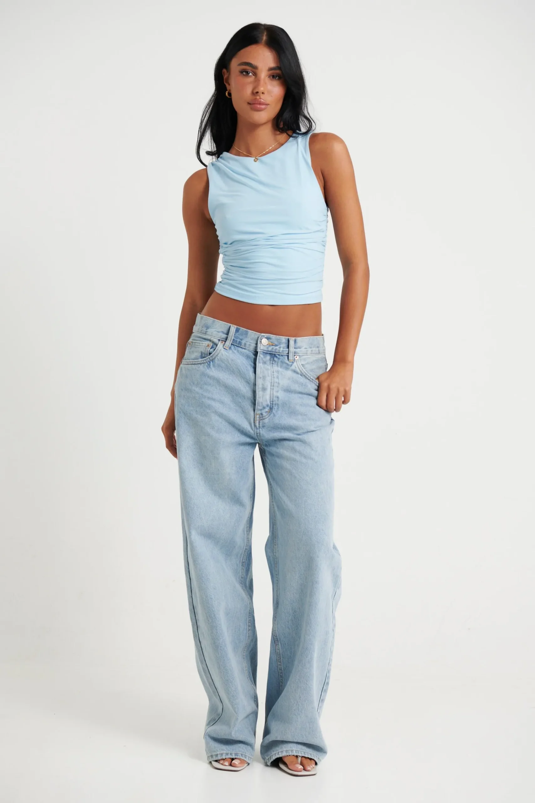 Tops>Light The Fuze Harlow Crop Sky