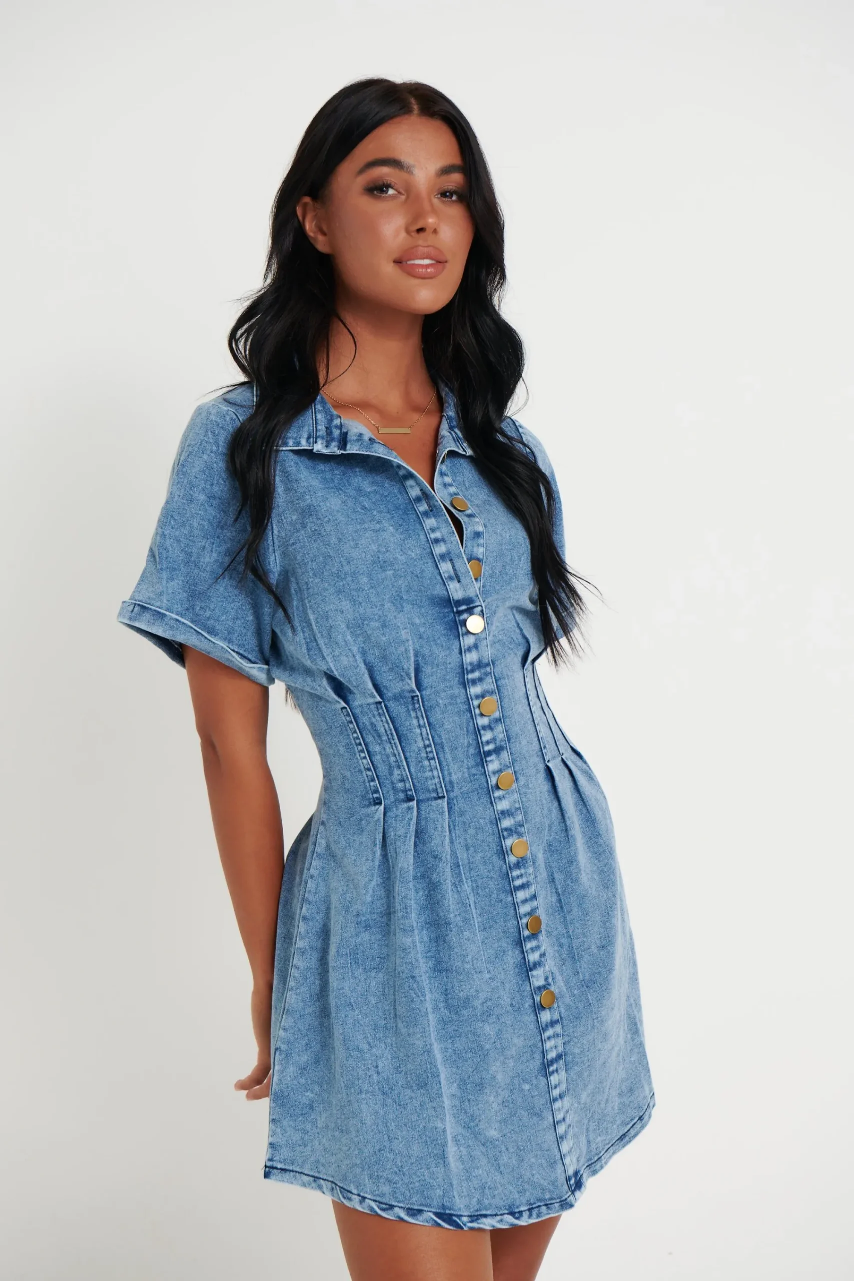 Denim>New Line Fashion Isobel Denim Dress Light Denim