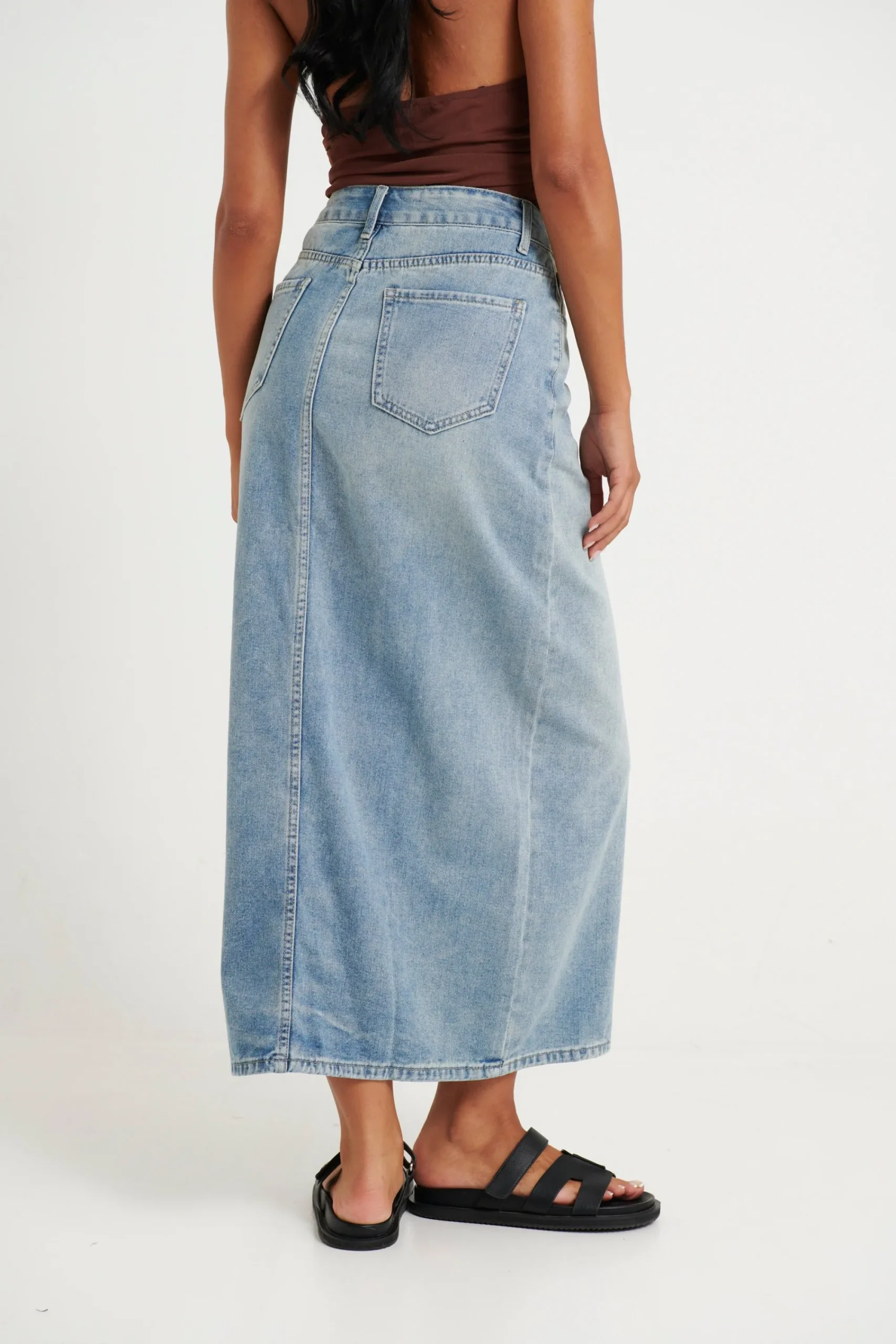 Denim>Pink Diamond Katherine Denim Maxi Skirt