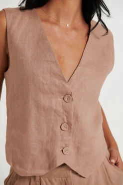 Sets>M Fashion Laney Linen Vest Mocha