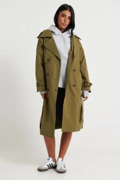 Jackets & Blazers>New Line Fashion Lia Trench Khaki