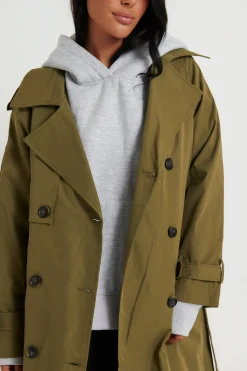 Jackets & Blazers>New Line Fashion Lia Trench Khaki