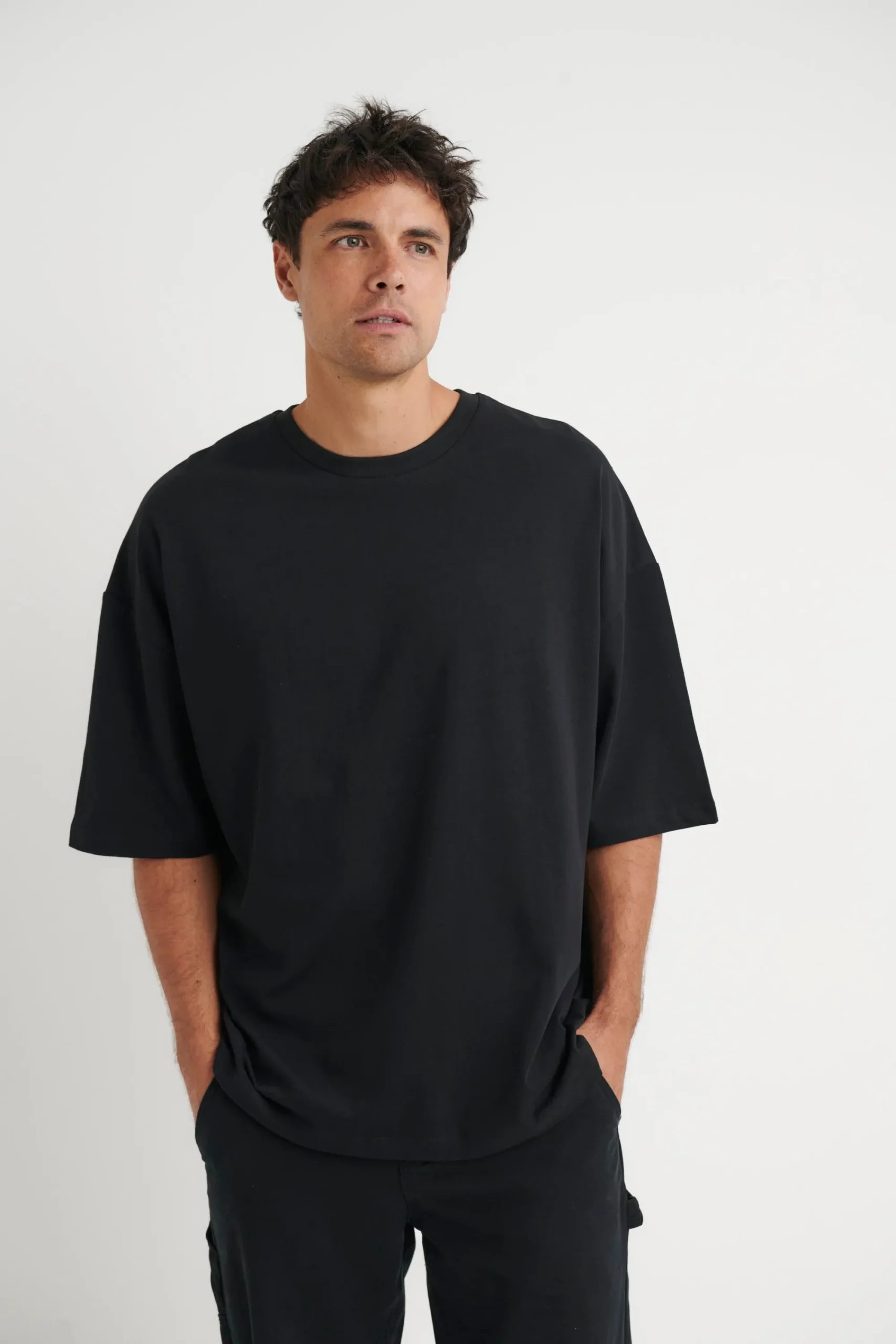 Tees>Sampson and Taylor Miller Drop Shoulder Box Tee Black