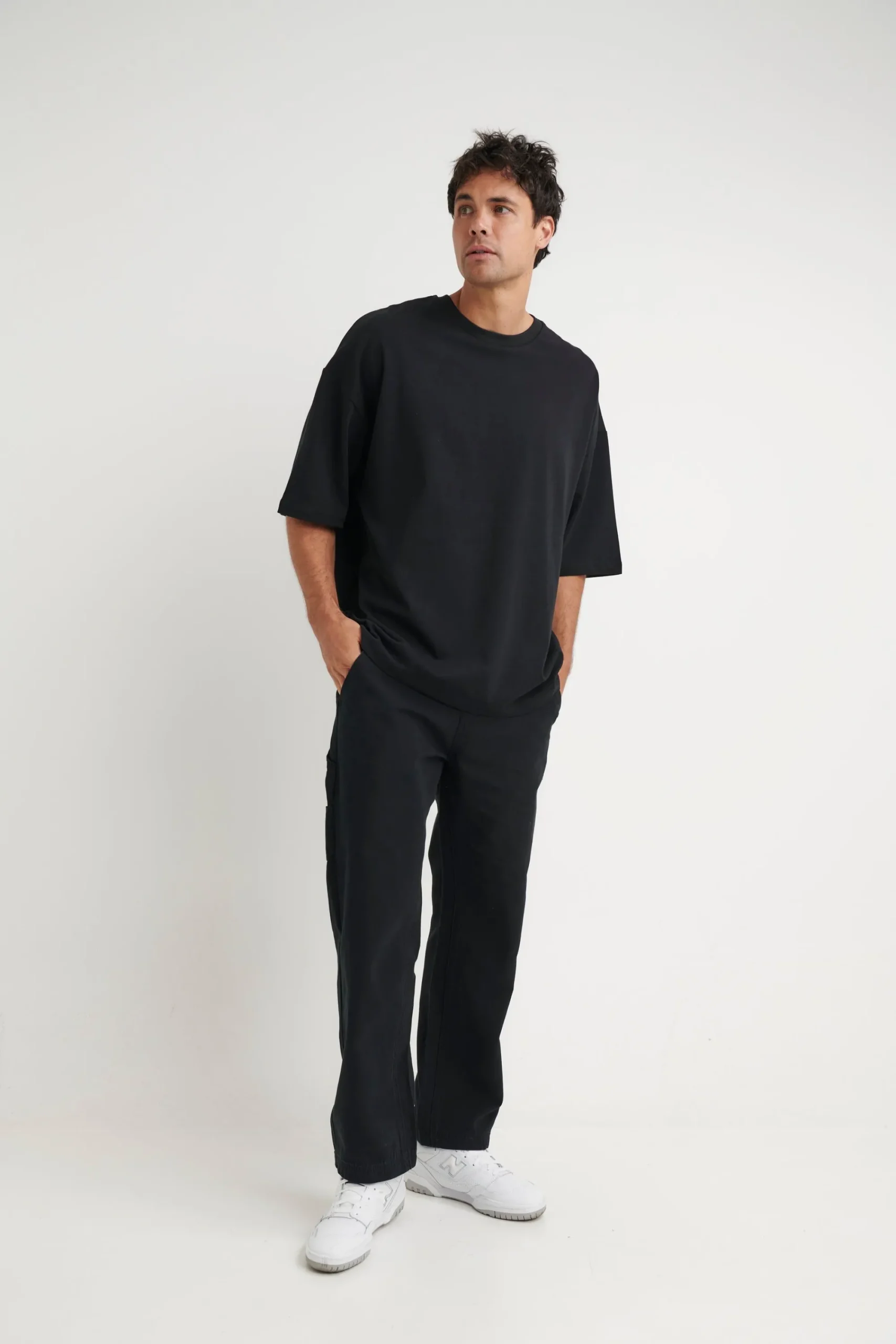 Tees>Sampson and Taylor Miller Drop Shoulder Box Tee Black