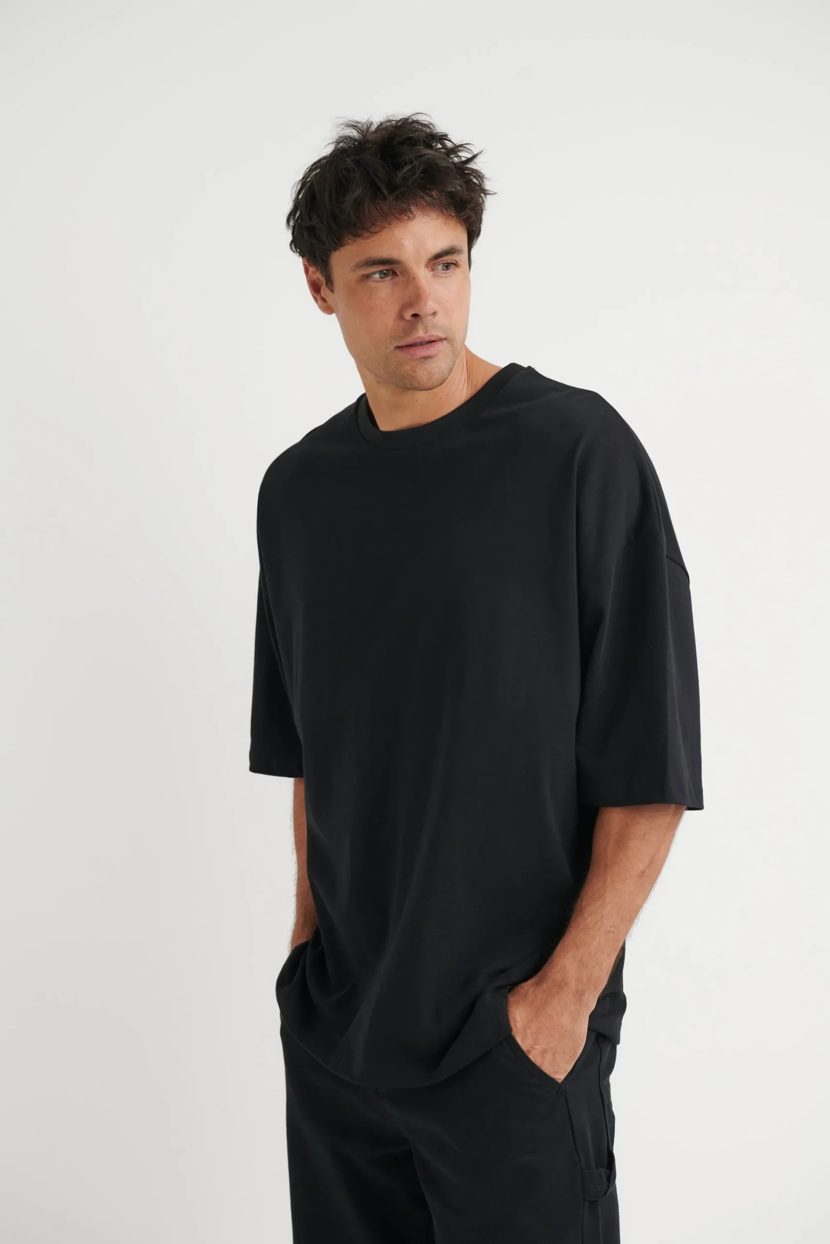 Tees>Sampson and Taylor Miller Drop Shoulder Box Tee Black
