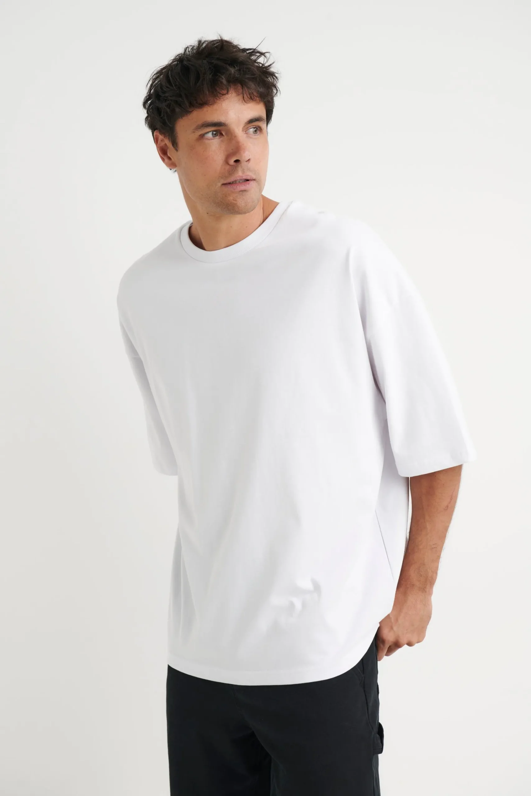 Tees>Sampson and Taylor Miller Drop Shoulder Box Tee White
