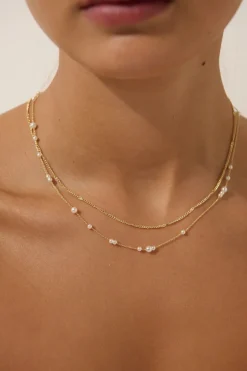 Accessories>Angel Whispers Mini Pearl Layered Gold Plated Necklace