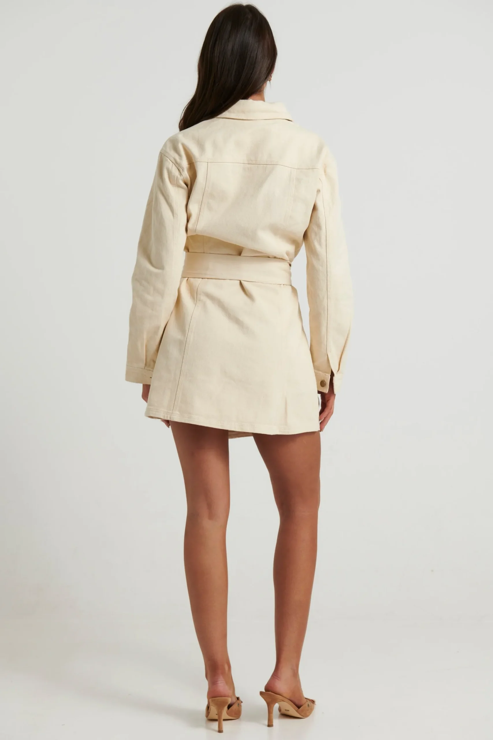 Denim>Pink Diamond Natalya Denim Dress Beige