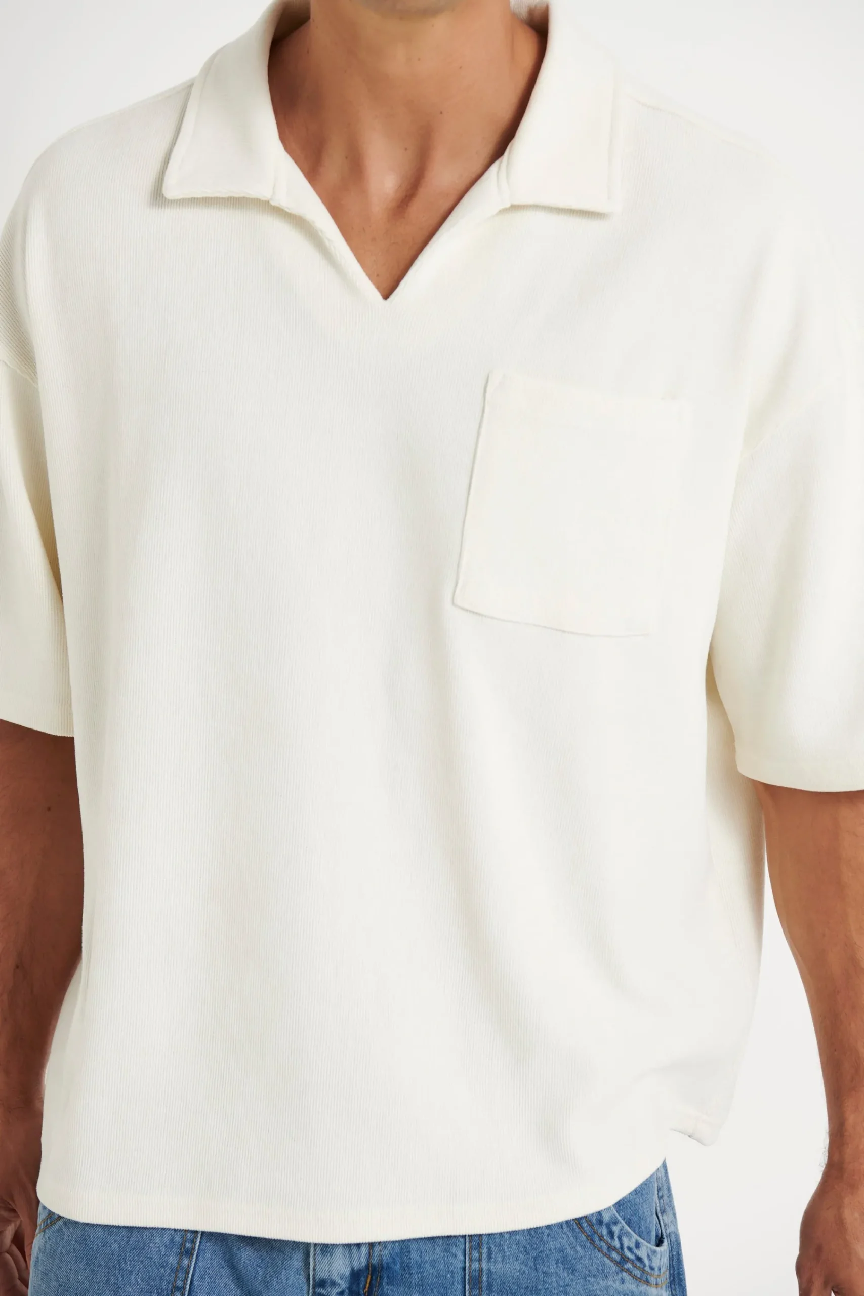 Shirts>Sampson and Taylor Neil Soft Cord Polo White