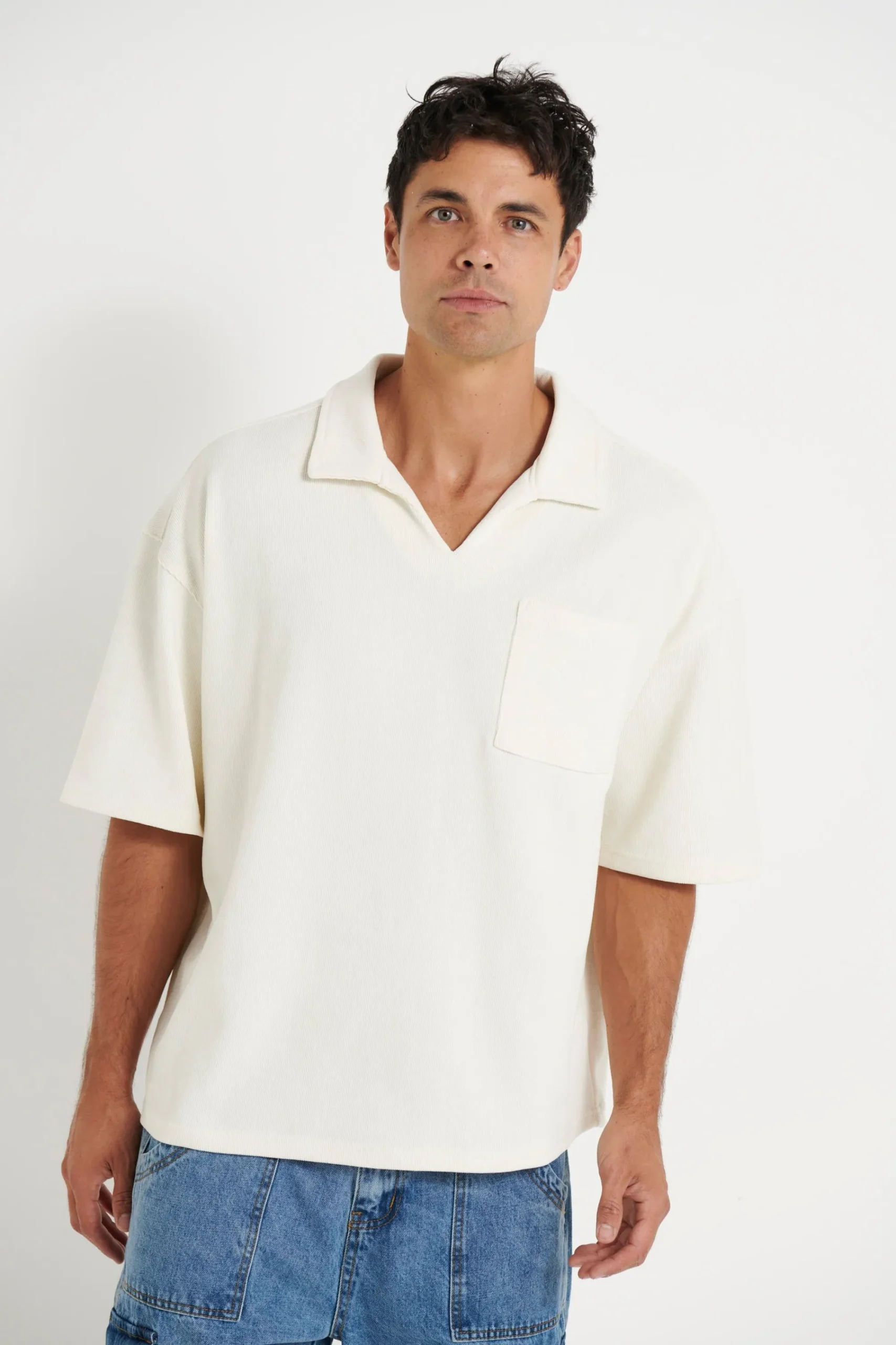 Shirts>Sampson and Taylor Neil Soft Cord Polo White
