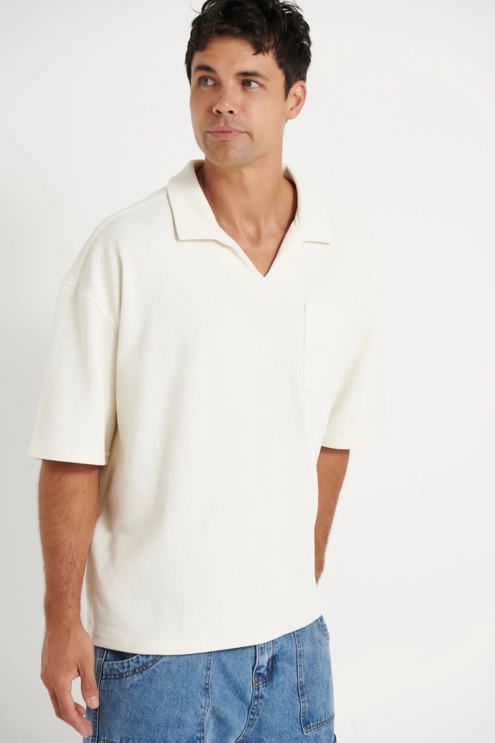 Shirts>Sampson and Taylor Neil Soft Cord Polo White