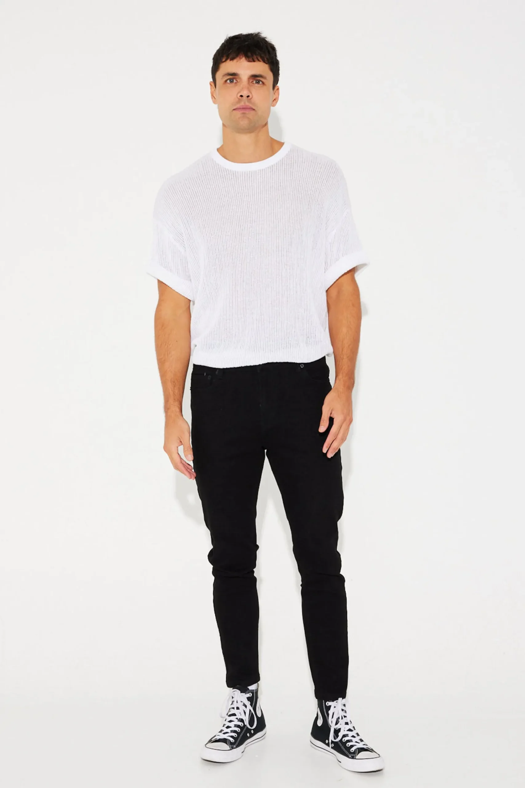 Tees>NTH Knitted Crew Tee White - Final Sale