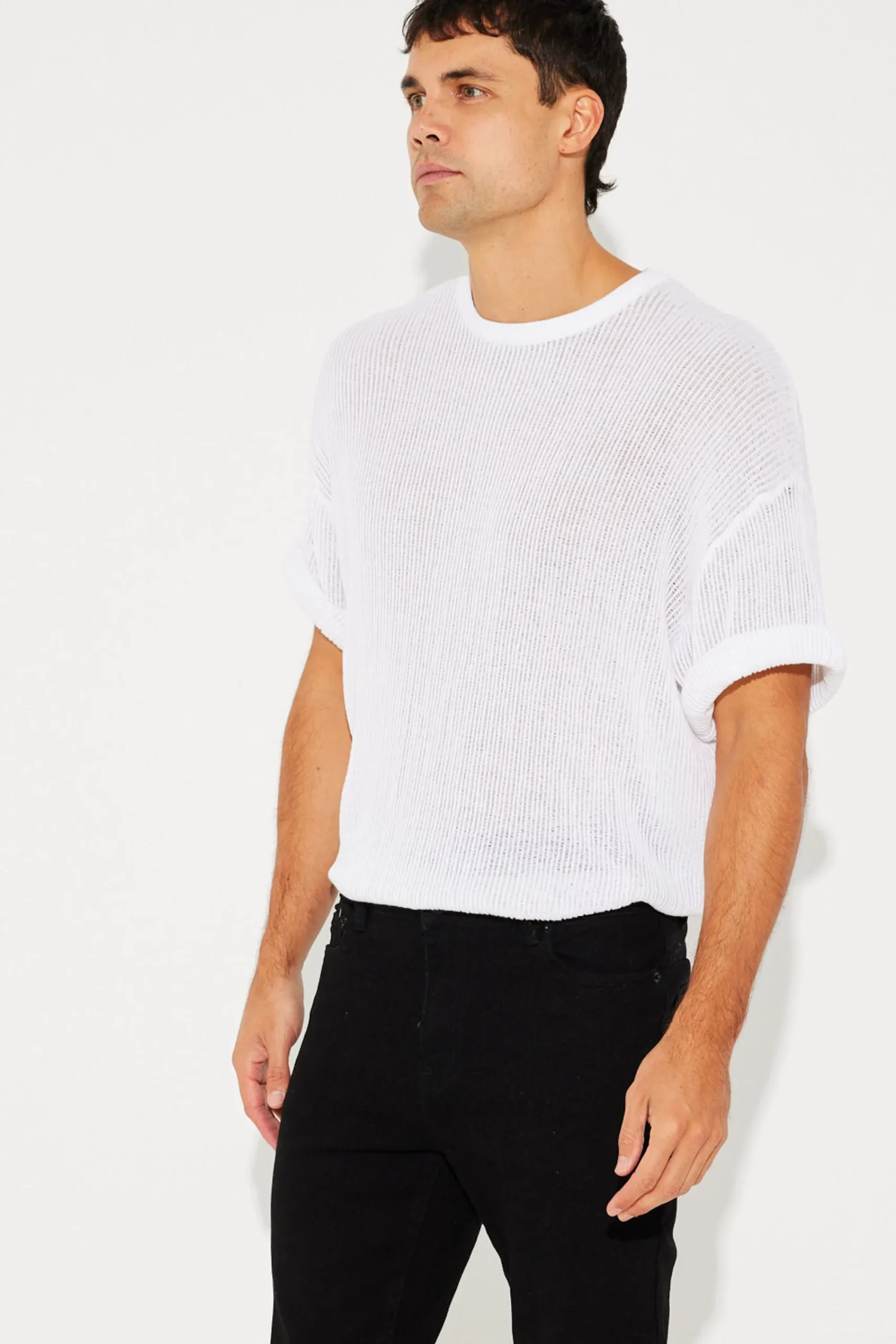 Tees>NTH Knitted Crew Tee White - Final Sale