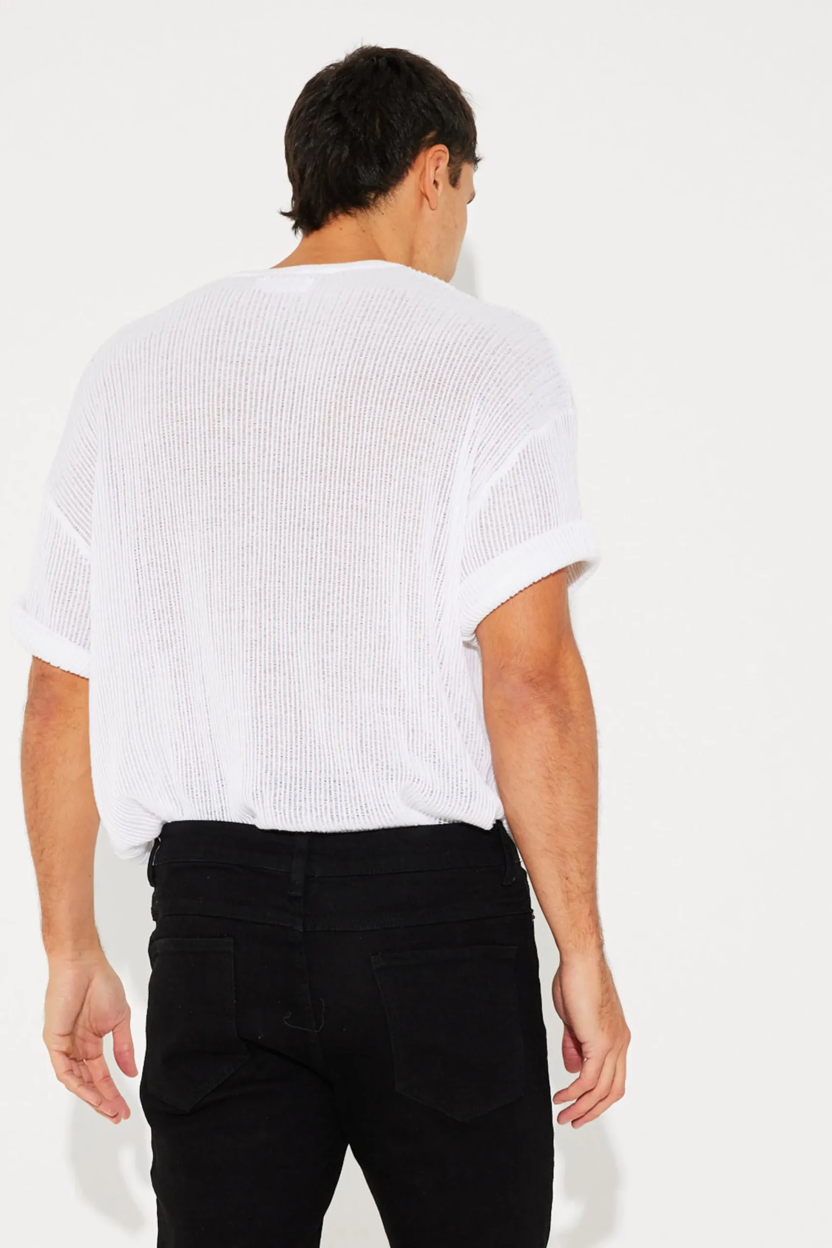 Tees>NTH Knitted Crew Tee White - Final Sale