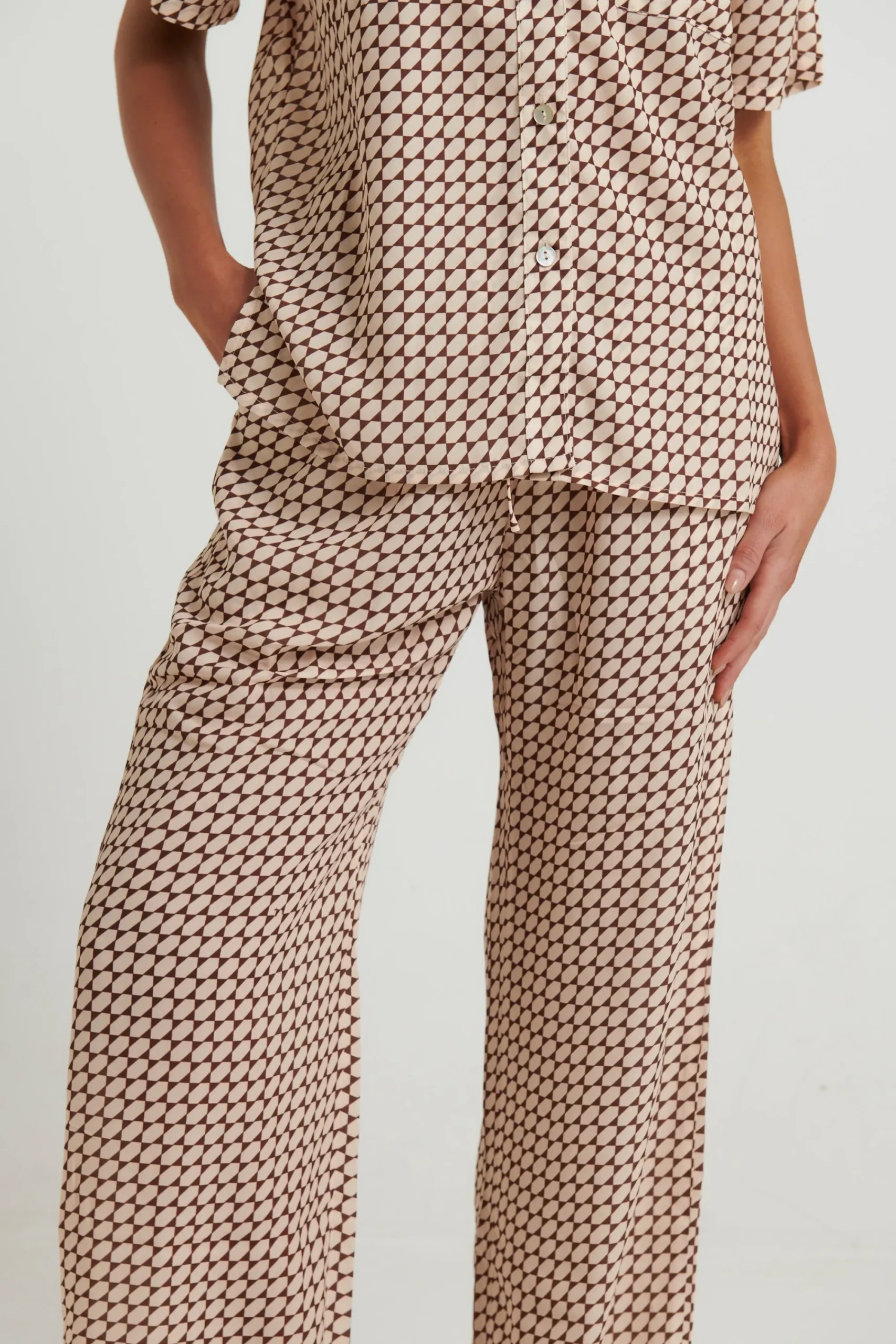 Sets>Into Fashion Riley Resort Pant Brown Print