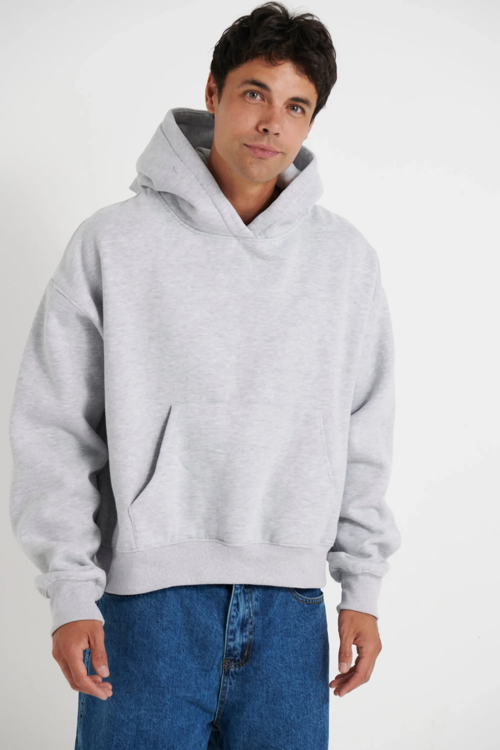 Hoodies & Sweaters>Sampson and Taylor Roman Cropped Drop Hoodie Grey