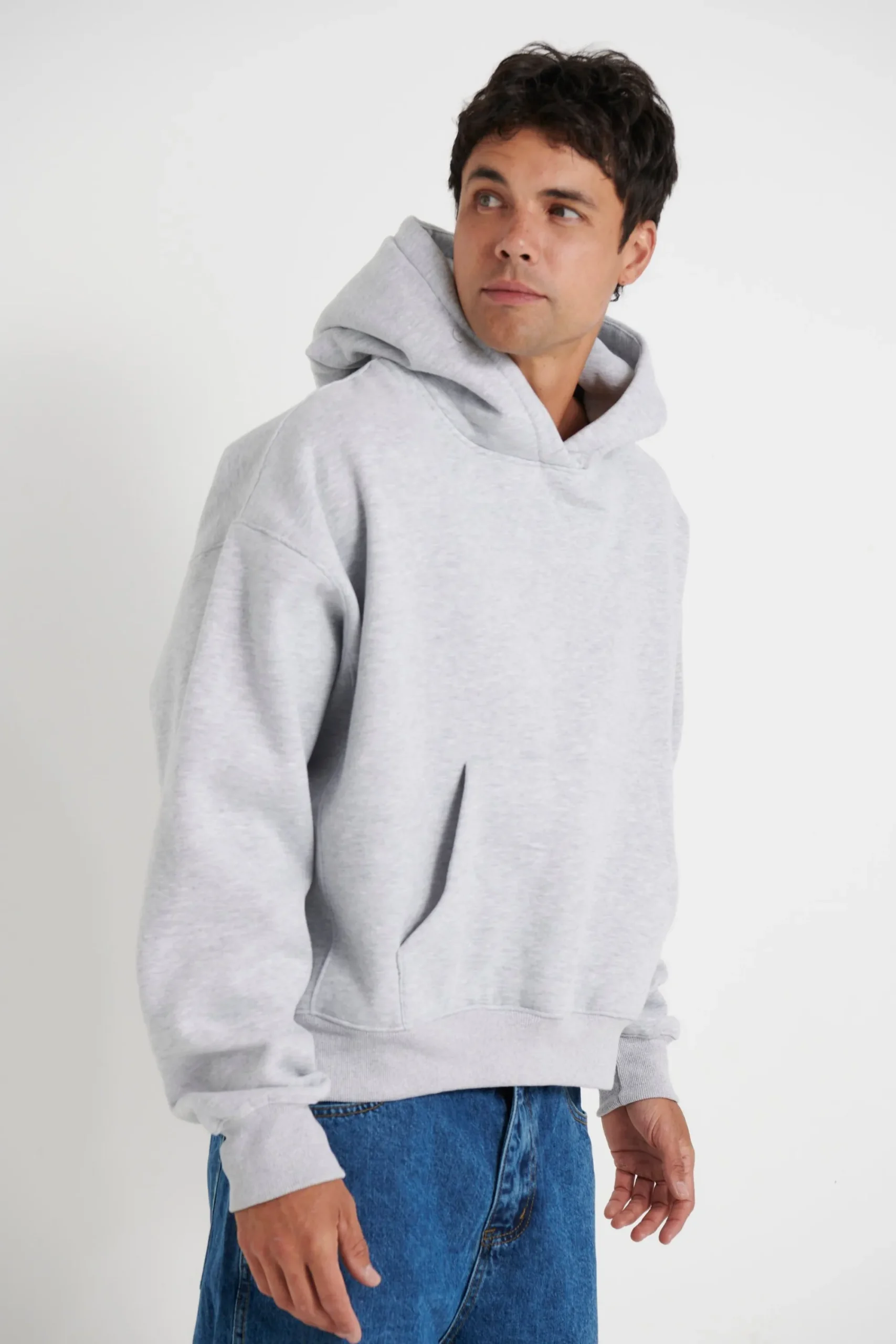 Hoodies & Sweaters>Sampson and Taylor Roman Cropped Drop Hoodie Grey