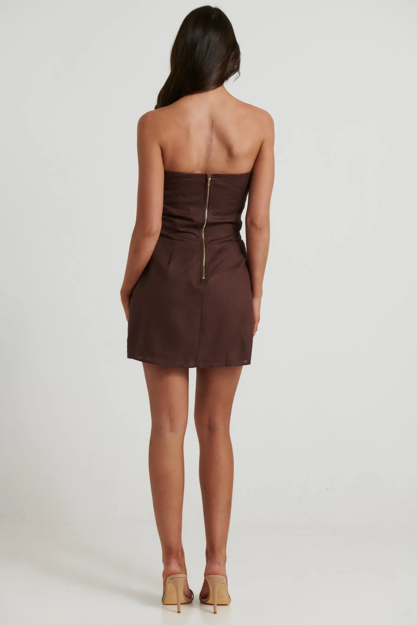 Dresses>SNDYS Romi Linen Dress Chocolate