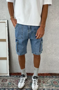 Denim>Sampson and Taylor Tom Cargo Drill Short Blue
