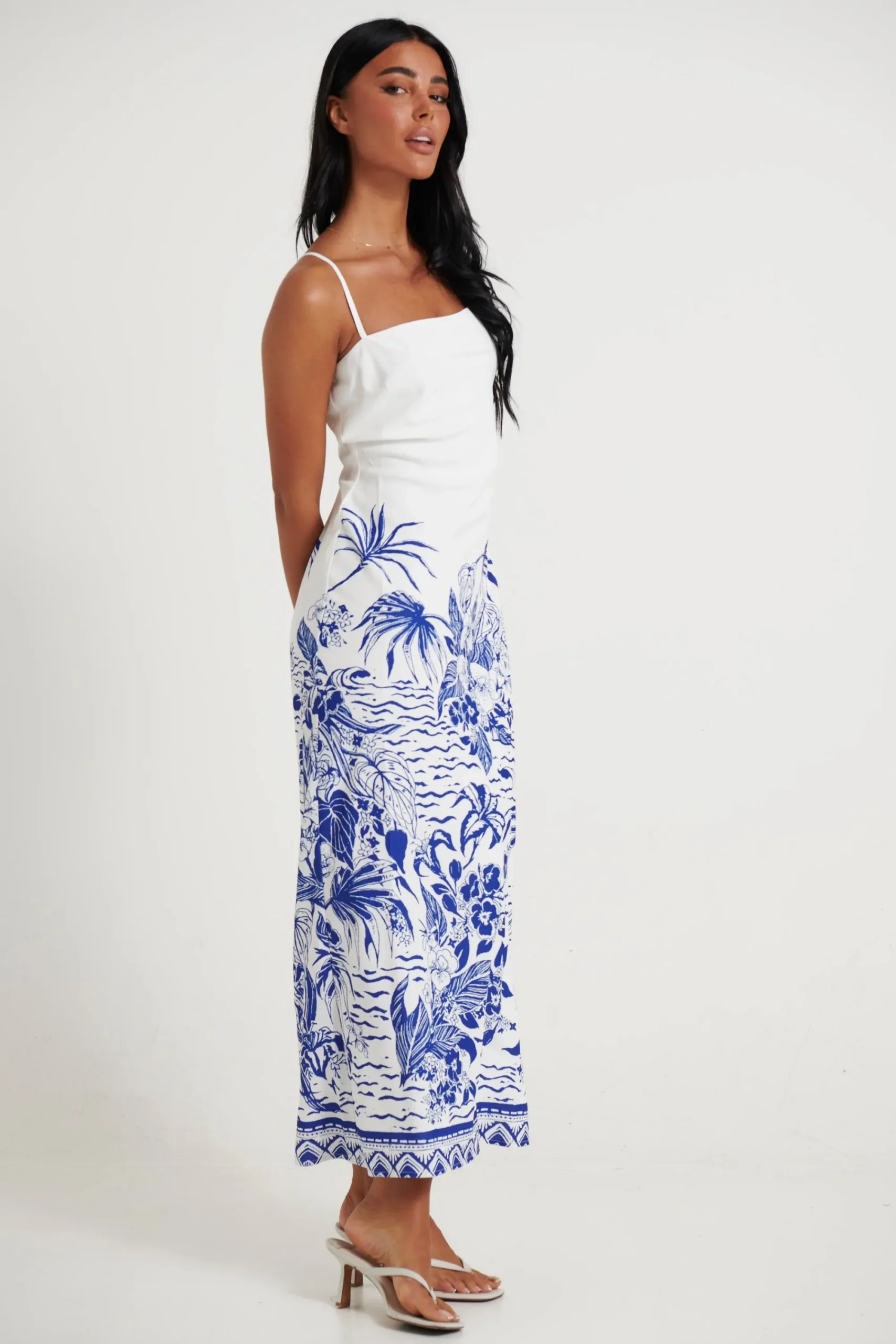 Dresses>runaway the label Valencia Midi Dress Blue/White