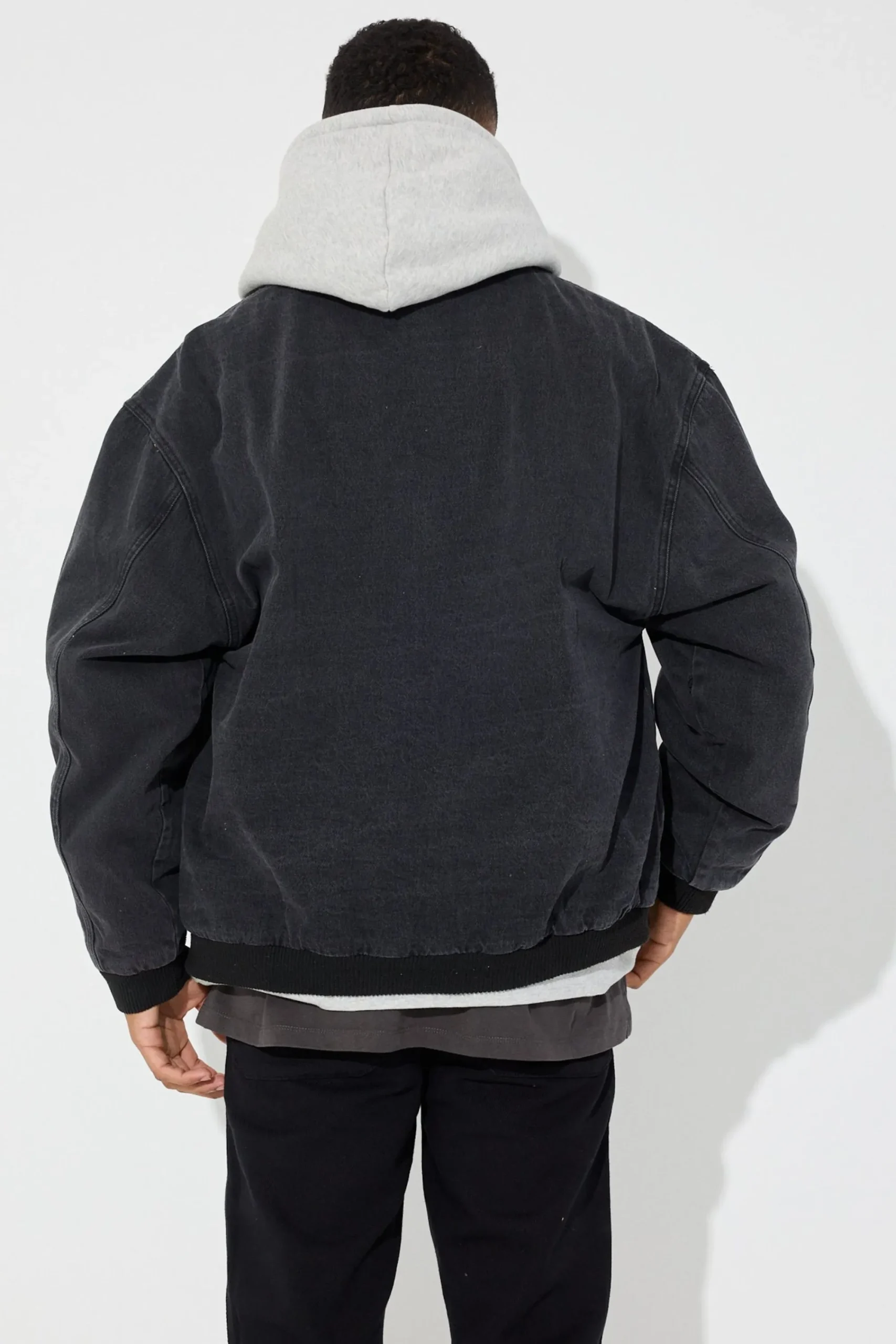 Jackets>Sampson and Taylor Vintage Bomber Denim Jacket Black