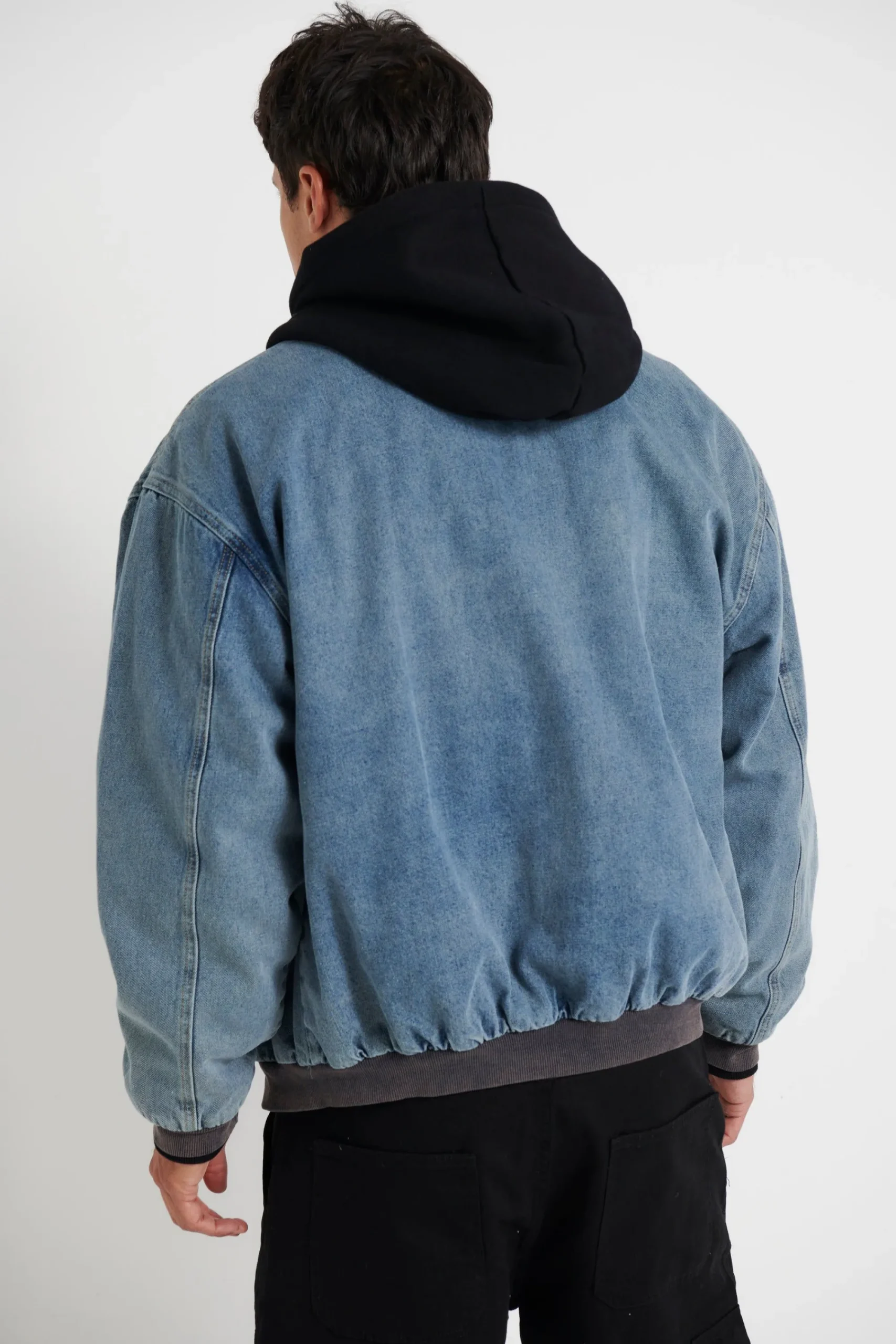 Jackets>Sampson and Taylor Vintage Bomber Denim Jacket Blue