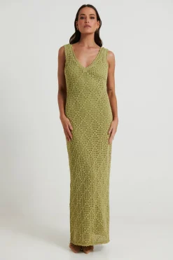Dresses>Sasha u0026 Indikah Zyla Maxi Dress Matcha